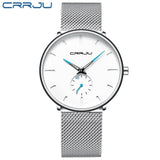 Crrju Fashion Mens Watches Top Brand Luxury Quartz Watch Men Casual Slim Mesh Steel Waterproof Sport Watch Relogio Masculino