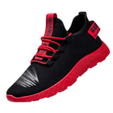 Fashion Men Sneakers Lace Up Mixed Color Male Tennis Shoes Breathable Confort Stretch Febric Mesh Flats Sports Shoes