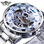 Winner Transparent Fashion Diamond Luminous Gear Movement Royal Design Men Top Brand Luxury Male Mechanical Skeleton Wrist Watch