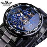 Winner Transparent Fashion Diamond Luminous Gear Movement Royal Design Men Top Brand Luxury Male Mechanical Skeleton Wrist Watch