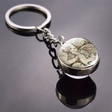 Vintage World Map Keychain Globe Earth Pendant Key Chain Americas Europe Australia Map Keychain Keyfob Christmas Gifts