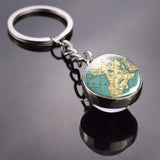 Vintage World Map Keychain Globe Earth Pendant Key Chain Americas Europe Australia Map Keychain Keyfob Christmas Gifts