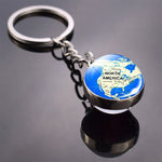 Vintage World Map Keychain Globe Earth Pendant Key Chain Americas Europe Australia Map Keychain Keyfob Christmas Gifts