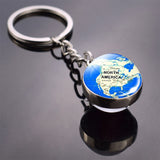 Vintage World Map Keychain Globe Earth Pendant Key Chain Americas Europe Australia Map Keychain Keyfob Christmas Gifts