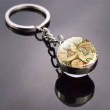 Vintage World Map Keychain Globe Earth Pendant Key Chain Americas Europe Australia Map Keychain Keyfob Christmas Gifts
