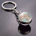 Vintage World Map Keychain Globe Earth Pendant Key Chain Americas Europe Australia Map Keychain Keyfob Christmas Gifts