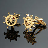 Brand new Fashion design men's French shirt Cufflinks button gold silver anchor rudder pistol bullet aircraft modeling Cufflinks