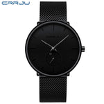 Crrju Fashion Mens Watches Top Brand Luxury Quartz Watch Men Casual Slim Mesh Steel Waterproof Sport Watch Relogio Masculino